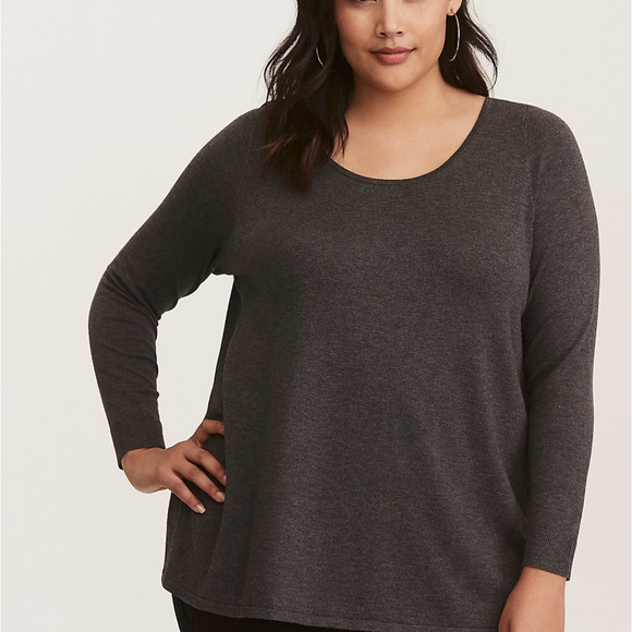 Torrid Sweater Gray Split Back Plus Size 4X - Picture 6 of 8